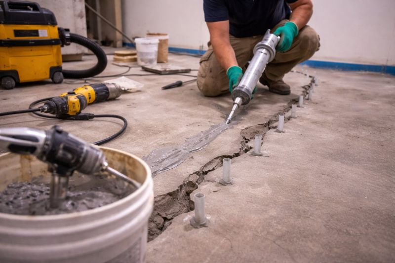 Cracked Basement Floor Repair in Waynesville, OH