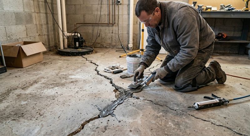 Cracked Basement Floor Repair in Waynesville, OH